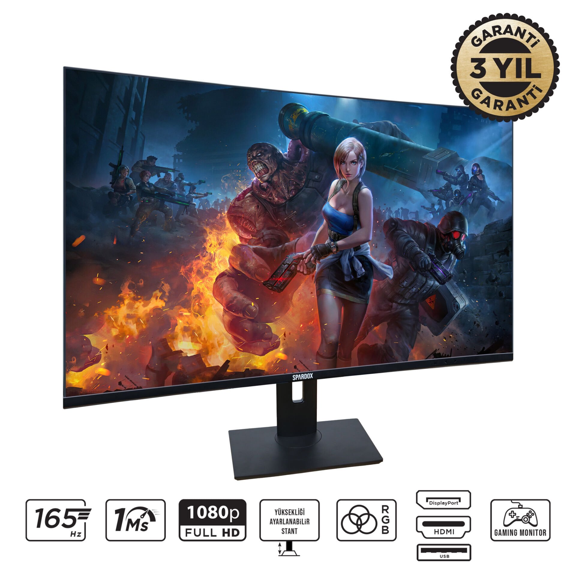 Spardox Gaming Curved SG-32165CRP 32'' 1ms 165Hz VA 1xDP FullHD Pivot Gaming Monitör