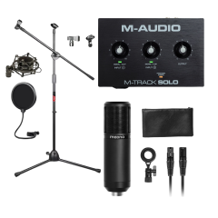 M-audio Ses Kartı ve Maono Condenser Mikrofon Stand Ayaklık Filtre Set